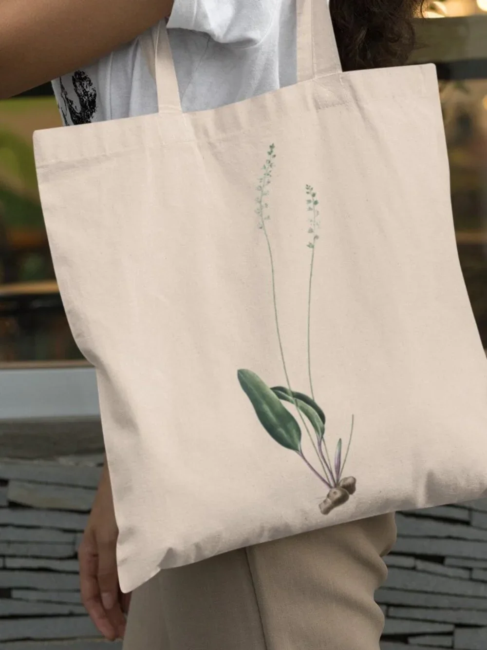 Lance-Leaved Eriospermum Vintage Floral Print Graphic Canvas Tote Bag